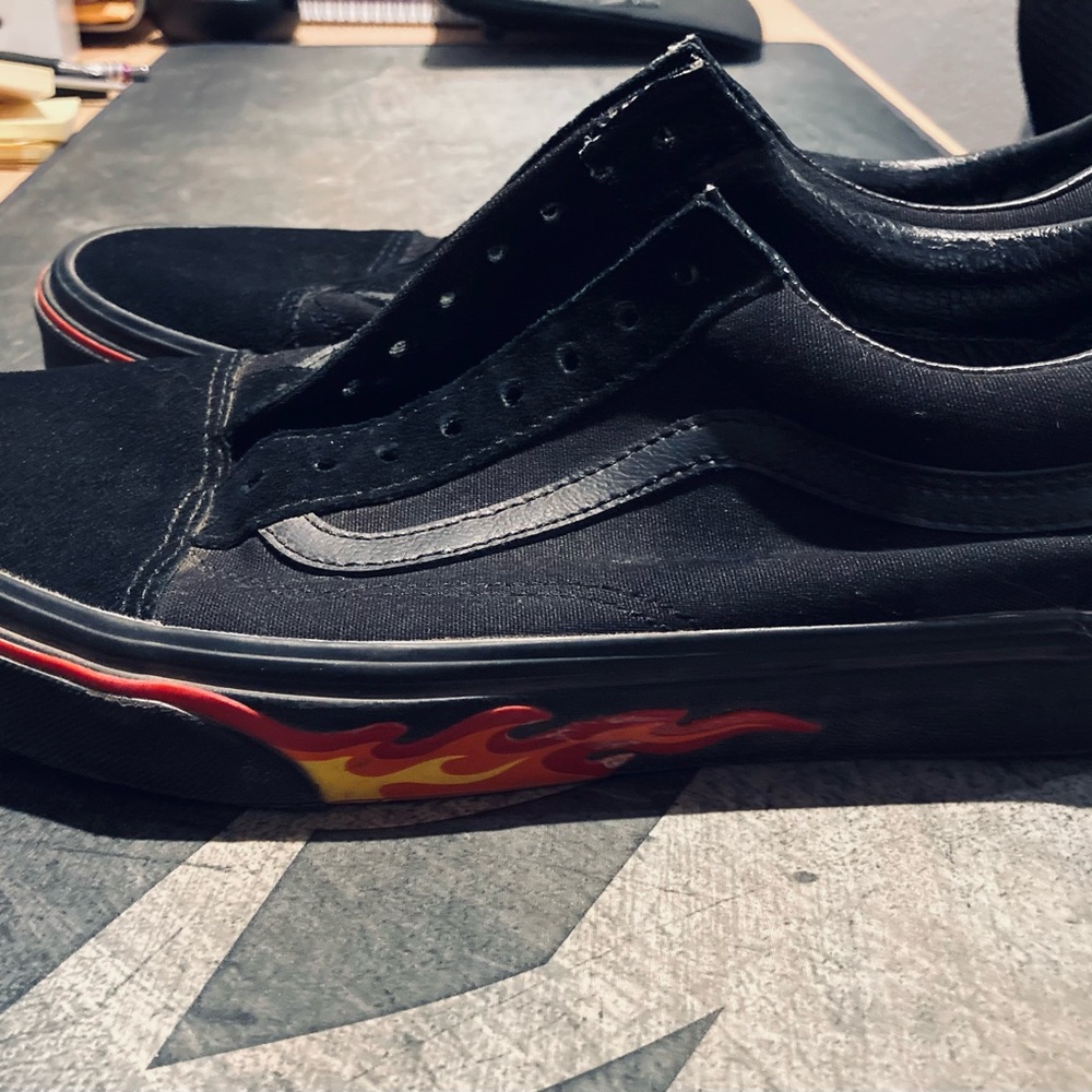 Vans Classic Black Sneakers with flames